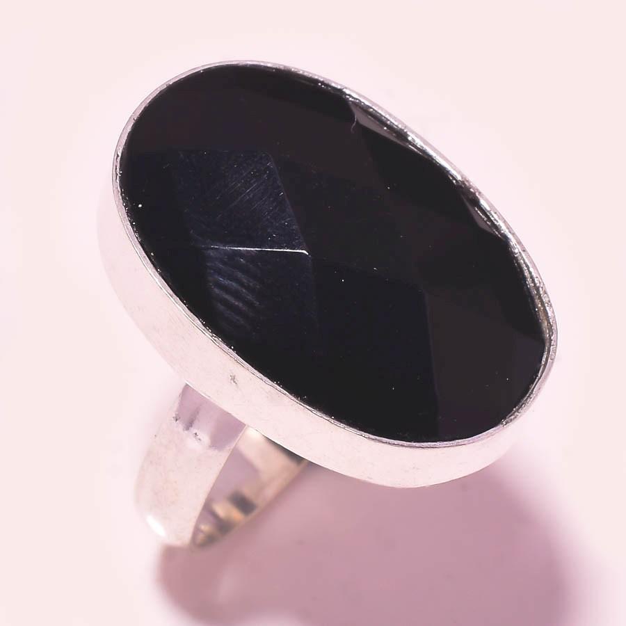 

Black Spinel Gemstone Ring Handmade Antique Design Dainty Jewelry 8.50 j7Y33