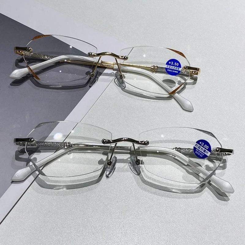 Anti-Blaulicht-Blockierende High-Definition Lesebrille für Damen mit Ultraleichtem und Stilvollem Rahmenloser Plano-Brille