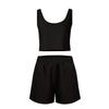 Women's Knit 2 Pack Sleeveless Cropped Tank Top Shorts Set Casual Summer Streetwear