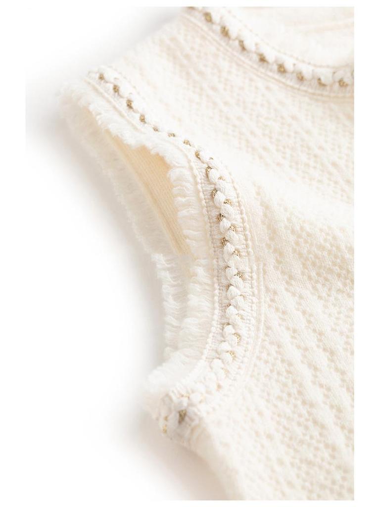 Gold Edge Double-Sided Woven Cardigan Dress Set