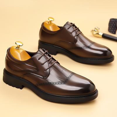 Mode Nieuwe Hoge Kwaliteit Leer Comfortabele Oxford Schoenen Heren Retro Vetersluiting Zakelijk Elegant Minimalistisch Business Casual Leerschoenen