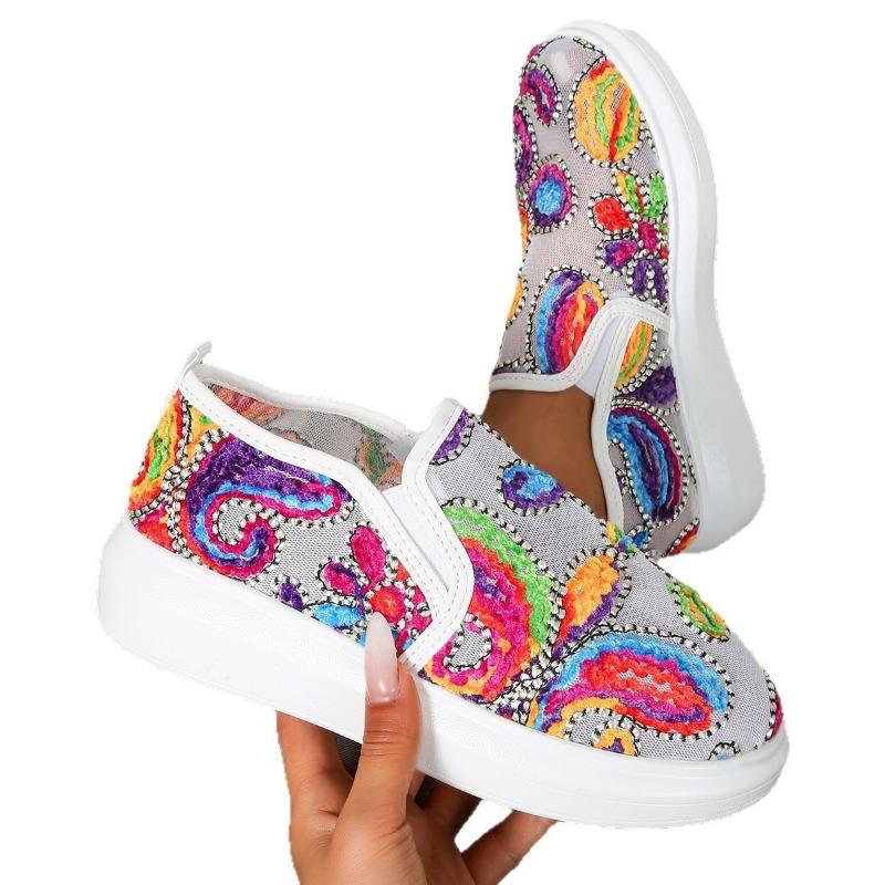 Women's New Fashion Flat Bottom Heightening Mesh Yarn Breathable Casual Single Shoes Support Platform One Piece