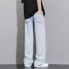 Light Color Men's Hip-hop Jeans Summer Casual Straight Wash Old Retro Student Floor Trousers