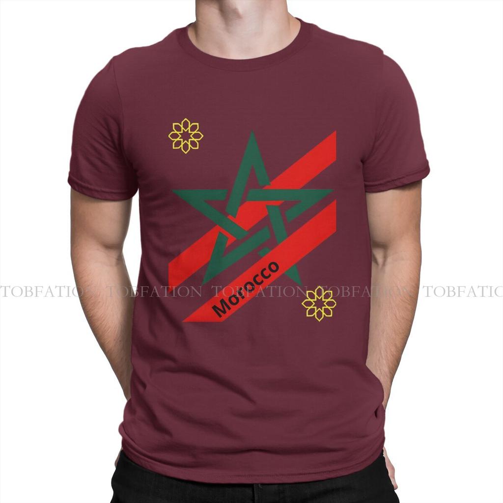 Morocco Flag His Star Is Green 100 Cotton T Shirt Vintage Punk Unisexs Tee Shirt Oneck Unisex Clothes