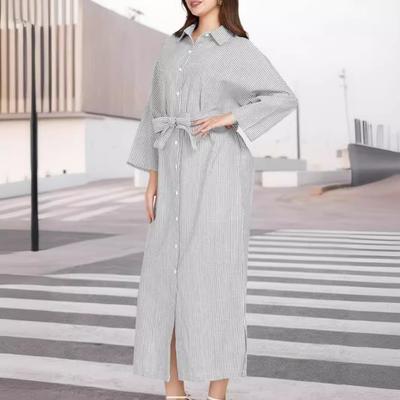 Women's Striped Shirt Skirt Loose Dress