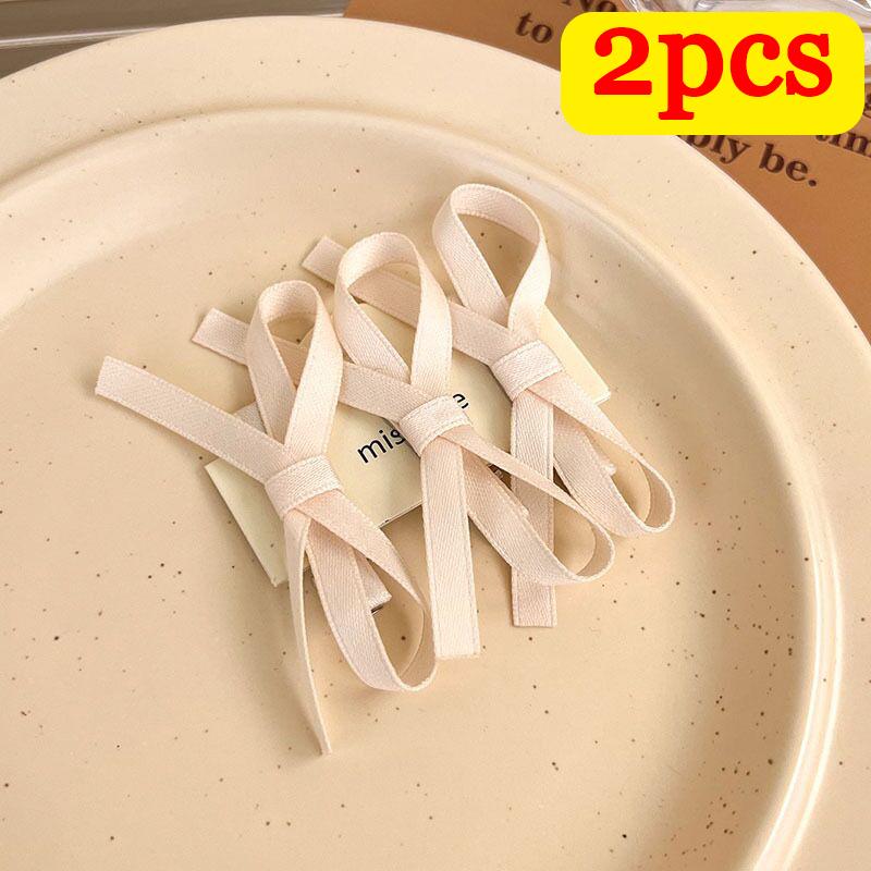2/6Pcs Girls  Sweet Bowknot Hair Clips Baby Pink White Ballet Ribbon Bow Hairpins Headwear Grab Lovely Hair Clips Barrettes