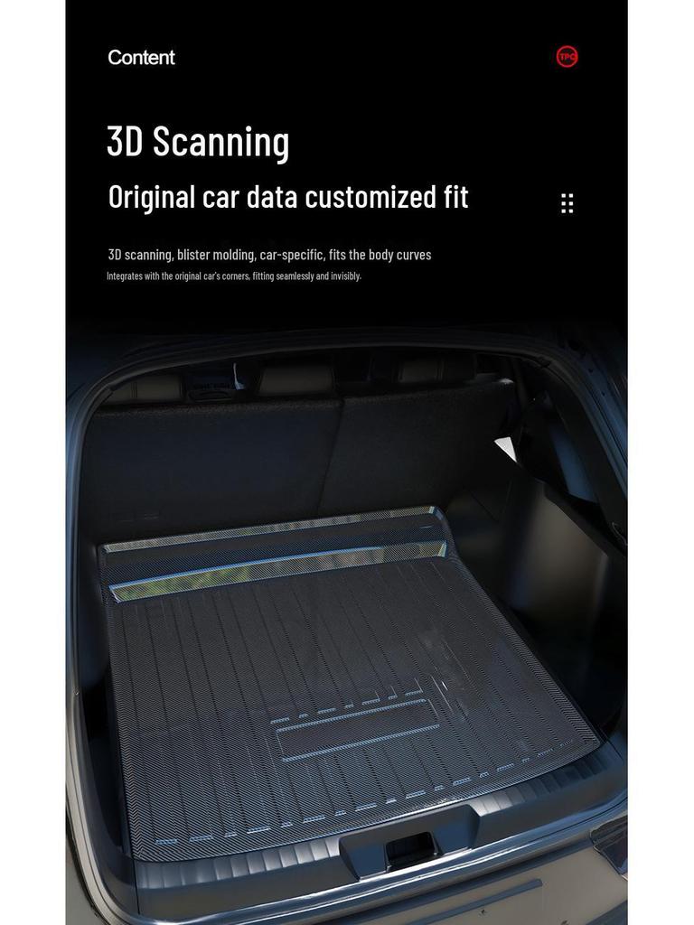 Waterproof and Wear-Resistant Trunk Mat for 2016-2021 BYD Song and 2019-2025 Song PRO Models.