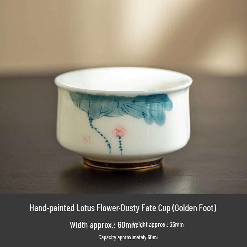 Shangqi Hand-Painted Mutton-Fat Jade Porcelain Tea Cup Set
