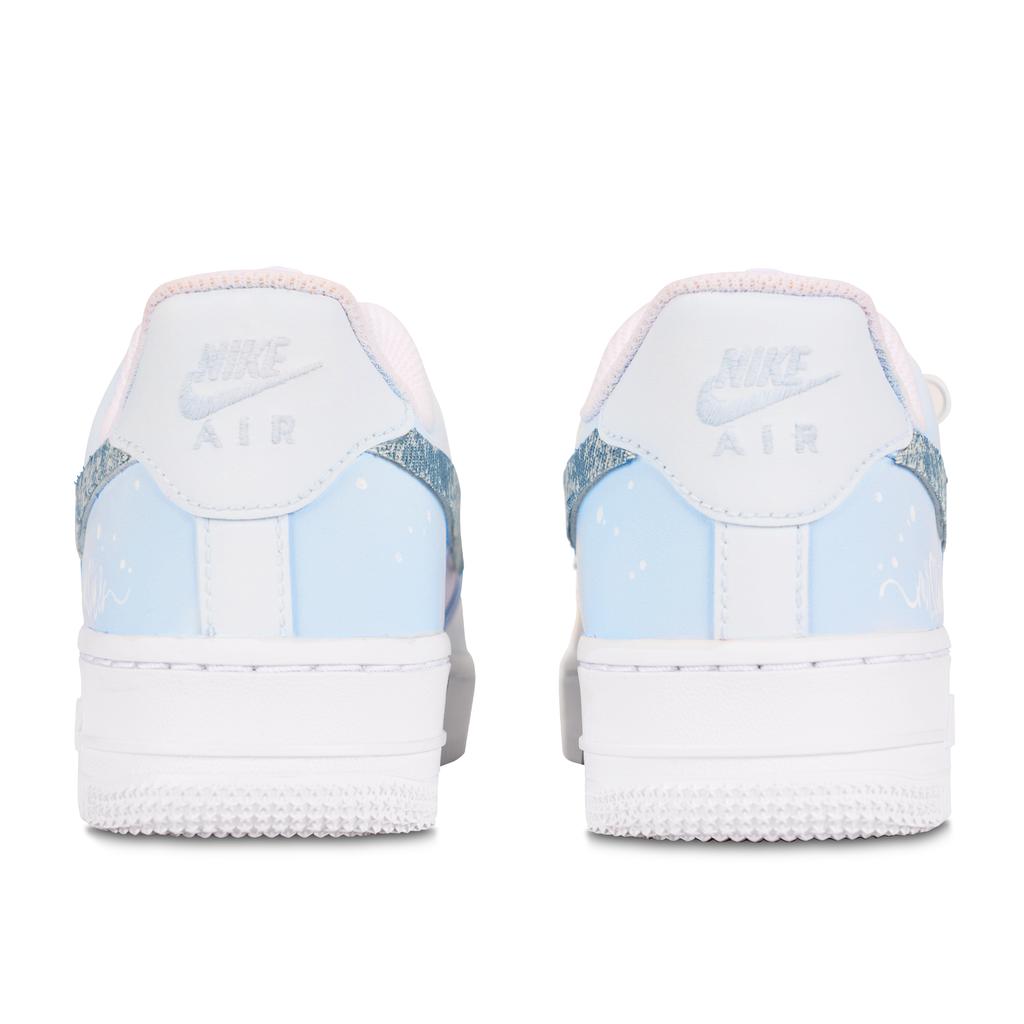 Nike Air Force 1 Small Flower Love Slip Resistant Abrasion Resistant Low Top Skateboard Shoes Women's White Blue DD8959-100(Team-969) 