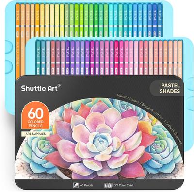 Shuttle Art Colored Set of Pastel Color for Adult Coloring Comes with a Tin Case and Color Convenient for Present for Entrance Celebrations Pencils,