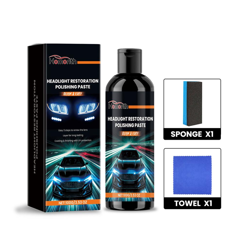 Car Headlight Repair Paste - For Automotive Lamp Dust Removal, Brightening, Cleaning, Polishing & Restoration