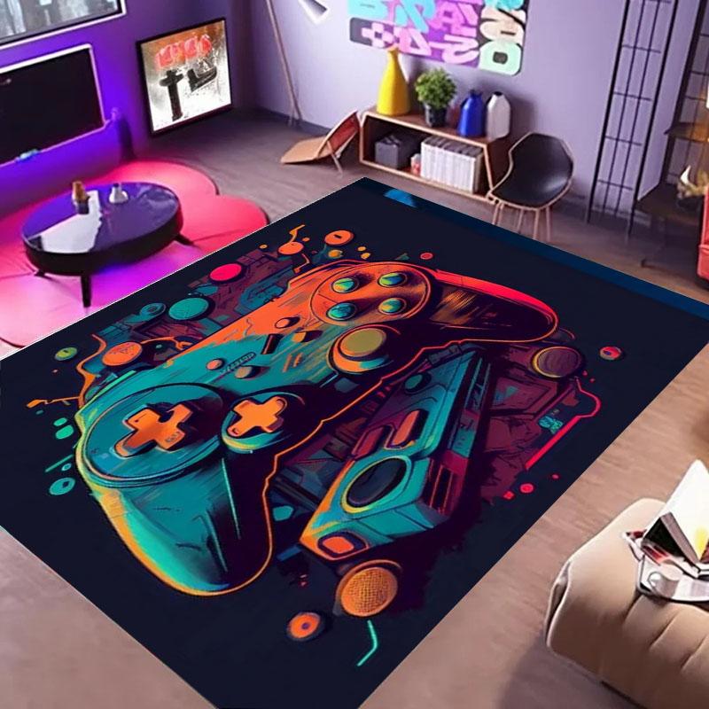 Alfombras HD para Área de Hogar para Gamers con Diseño de Mando de Juego, Alfombras de Piso Antideslizantes para Niños, Alfombra para Decoración Sala de Estar, Dormitorio, Salas de Juego, Cocina