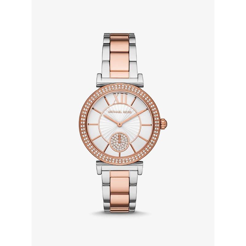 Мини-часы Michael Kors Abbey с паве, двухцветные, MK4616 серебряный