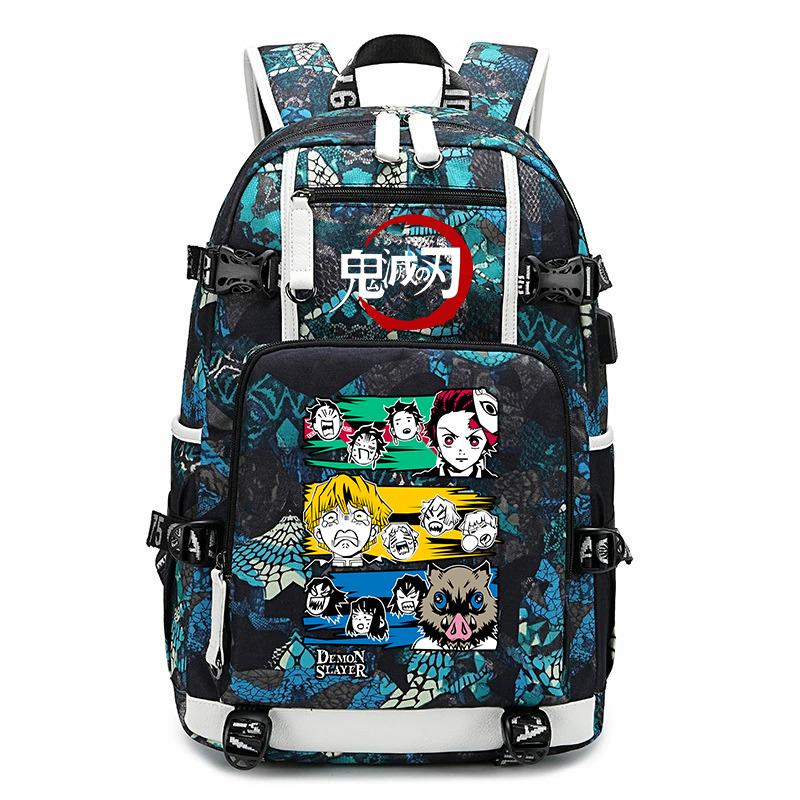 Demon Slayer Anime Print School Backpack Large Capacity Travel Bookbag for Boys Girls Kids Student