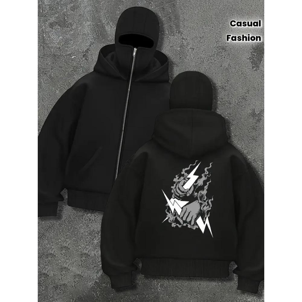 Shanglian Zippered Sweatshirt Hoodie Coat Unisex Spring Autumn Winter Fleece Double Hat Sweatshirt for Men