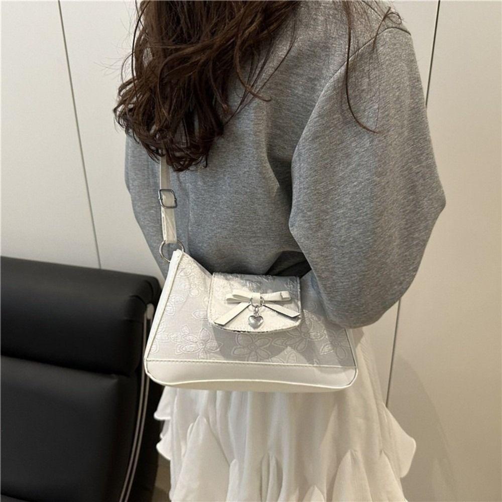 Korean Bow Shoulder Bag Small Women's Handbags Trendy Bow Crossbody Bag  Underarm Bag