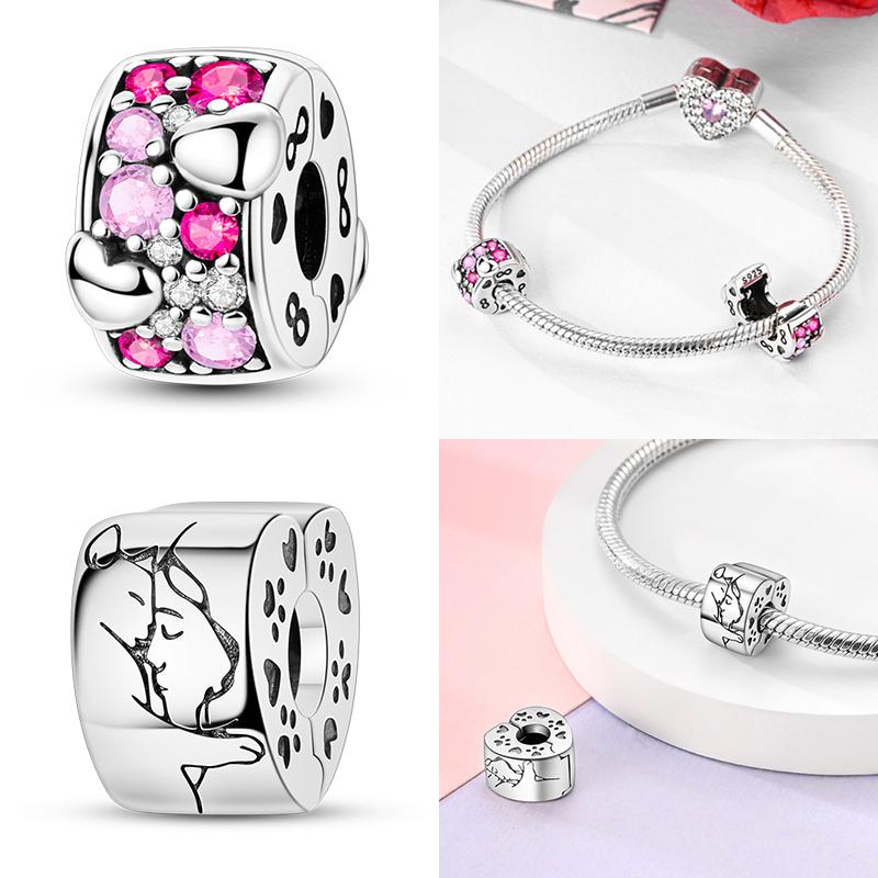 Copper Clips Copper Stars Moon Sun Daisy Clip Charms Butterfly Safety Chain Fit Original Bracelet Diy Jewelry Gifts