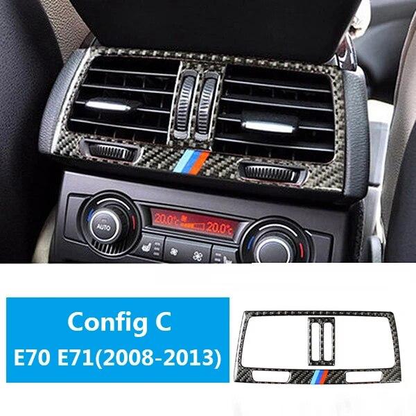 Carbon Fiber Car Rear Air Conditioner Outlet Vent Panel Cover Stickers For BMW X5 E70 X6 E71 2008-13 Auto Interior Accessories