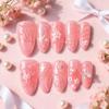30 Tablets Starfish and Shells Handmade Summer 3D Nails Wearable Manicure with Diamonds Pink Bow Press-On Nails Detachable