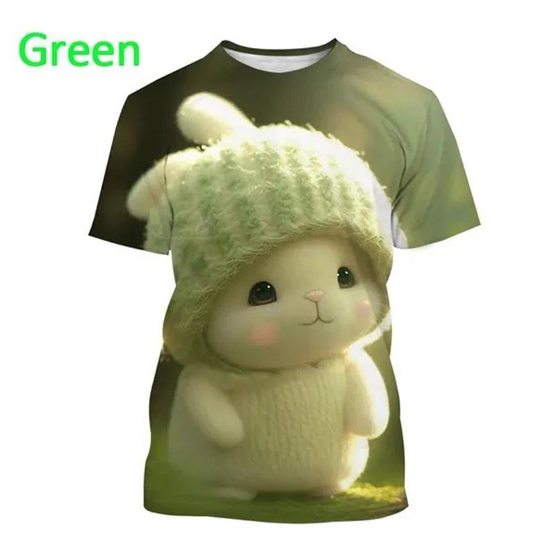 Letní horký výprodej Králík 3D tisk Tričko Zvíře Kulatý výstřih Krátký rukáv Módní Unisex Ležérní Roztomilé topy Chlapecké Dívčí Trička