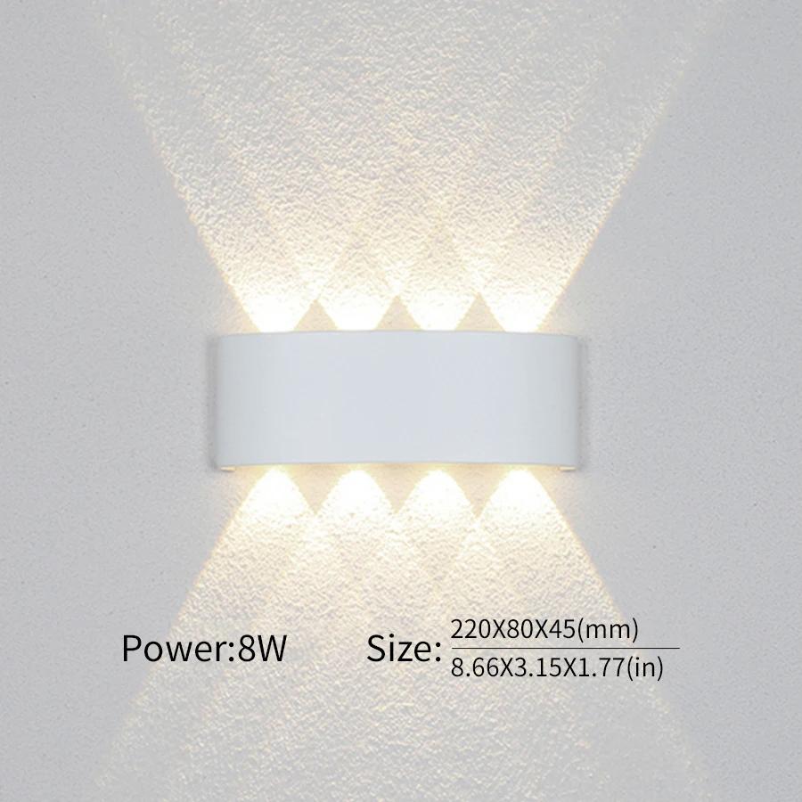 8W LED Wall Light Outdoor Waterproof Modern Indoor Wall Lamps Living Room Porch Garden Lamp