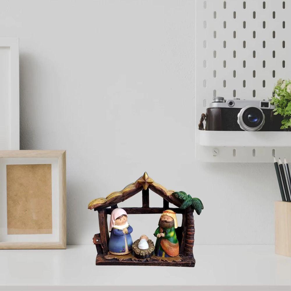 Creative Jesus Birth Ornaments Retro Miniature Nativity Set  Christmas Decoration