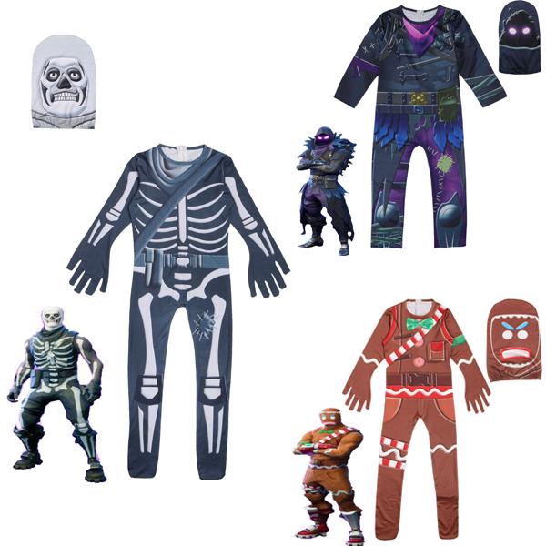 boy's fortnite cosplay costume gingerbread man jumpsuit for halloween