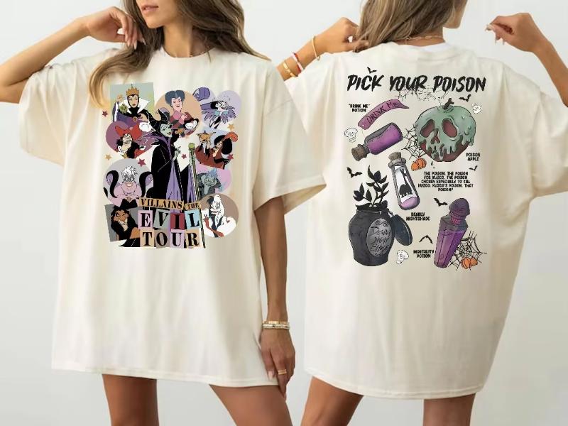 Villains Pick Your Poison Shirt Magic Kingdom TShirt Unisexficient Evil Tour Shirt Villains Shirt Unisex Women Cotton