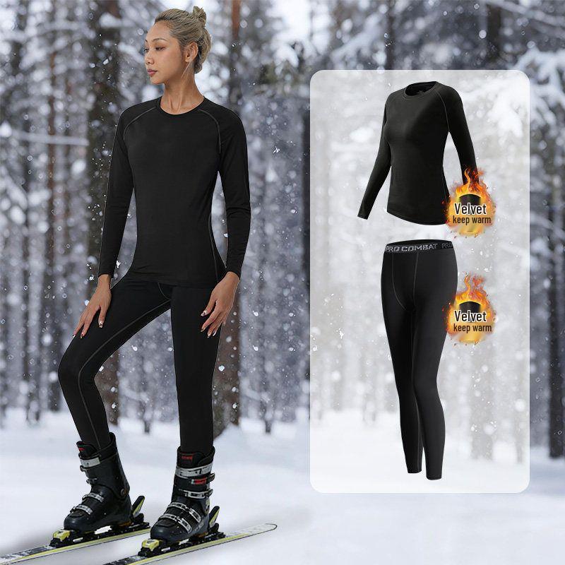 Women's Quick-Dry Thermal Underwear Set for Outdoor Sports, Mountain Climbing, and Winter Cold Protection
