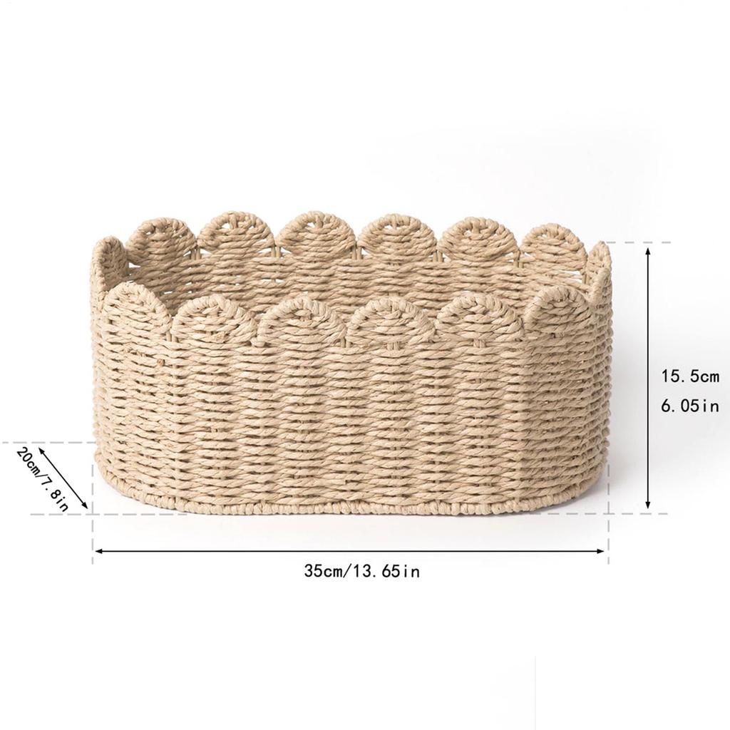 Cute Woven Rope Basket Woven Baskets for Storage Open Home Organizer for Bookshelf Corner Laundry Entryway Desktop Table Shelves