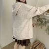 Autumn and Winter Cardigan Jacket Loose Solid Color Hooded Knit Sweater Top for Women