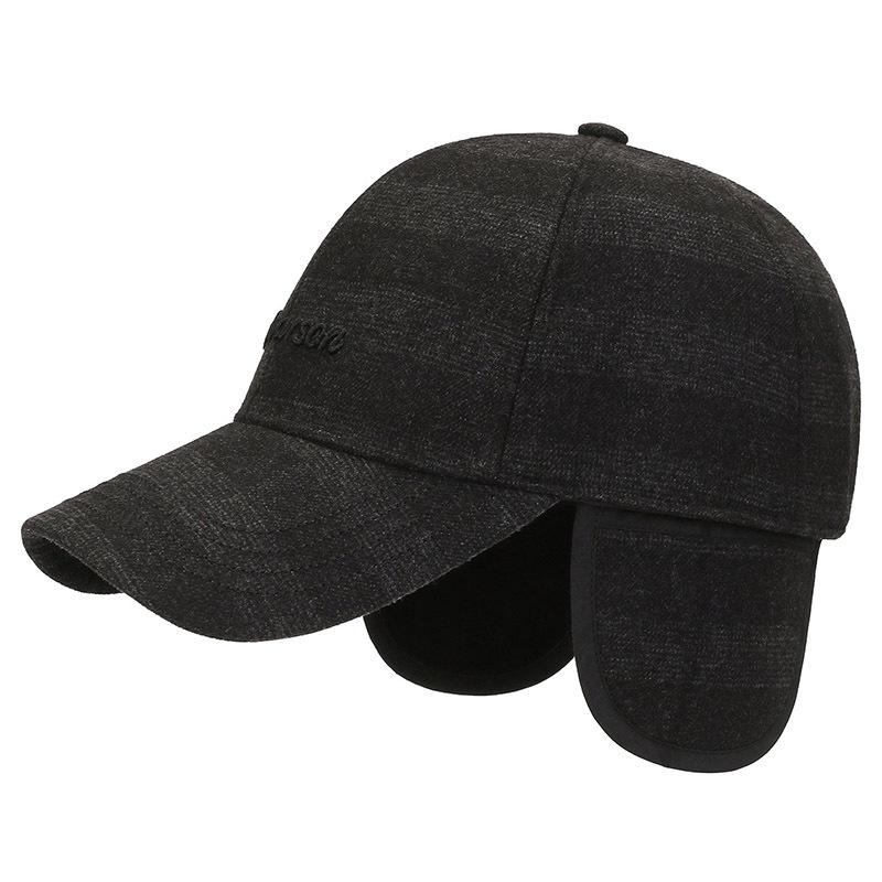 Men's Middle-Aged and Elderly Warm Woolen Hat Velvet Thick Baseball Cap Outdoor Windproof Coldproof Ear Protection Cap