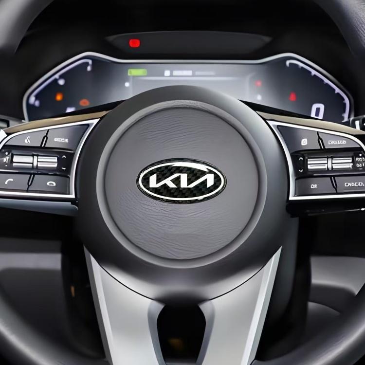 AIL1 1 Stück 3D neuestes KIA KN Kohlefaser Lenkrad Emblem Aufkleber Auto Lenkrad Auto Innenraum Emblem Auto Styling Zubehör