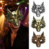 Verstellbarer Elastikgurt Wolfsmaske Schwarz Gold Halloween Maske, 3D PU-Schaum Mardi Gras Party Maskenballmasken für Männer Frauen Requisite, Leichtgewicht
