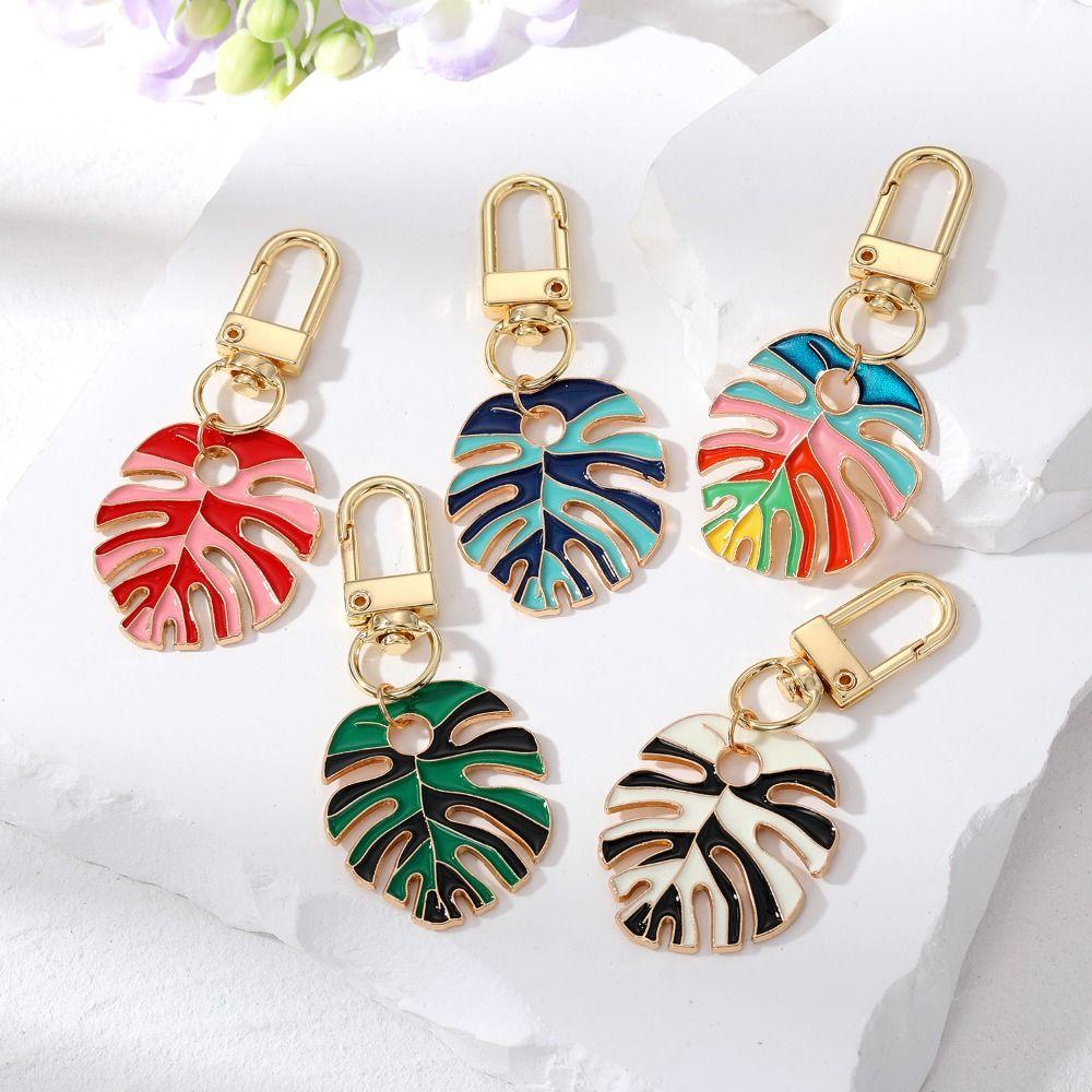 

Metal Leaf Style Oil Dropflat Keychain Trendy Oil Dropflat Metal Pendant Backpack Charms