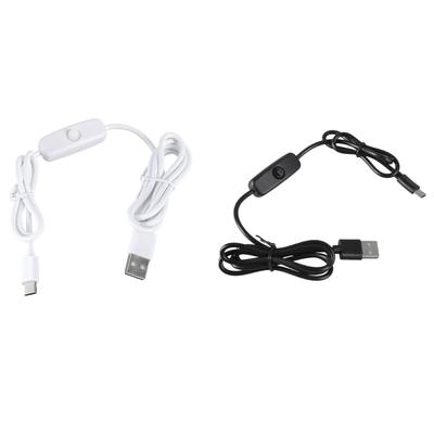 Portable USB To Type C Charging Cable with Power Switching Button Male To Male Connectors Wire Support 5V3A Charging