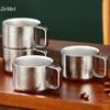 1 Peça Mini Caneca de Café de Parede Dupla de Titânio Puro, Copo de Água Portátil Cinza-Prateado Caneca de Chá para Escritório 100ml Exquisite Caneca de Café