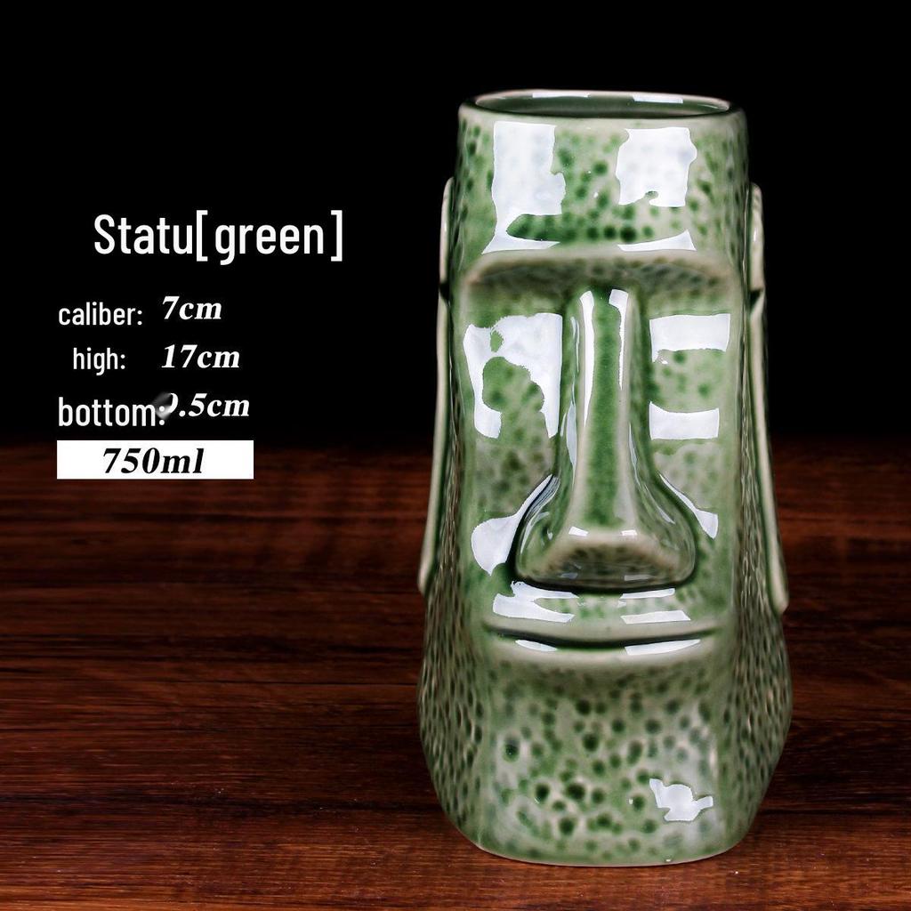 Hawaiian Tiki Zombie Skull Ceramic Cocktail Glass