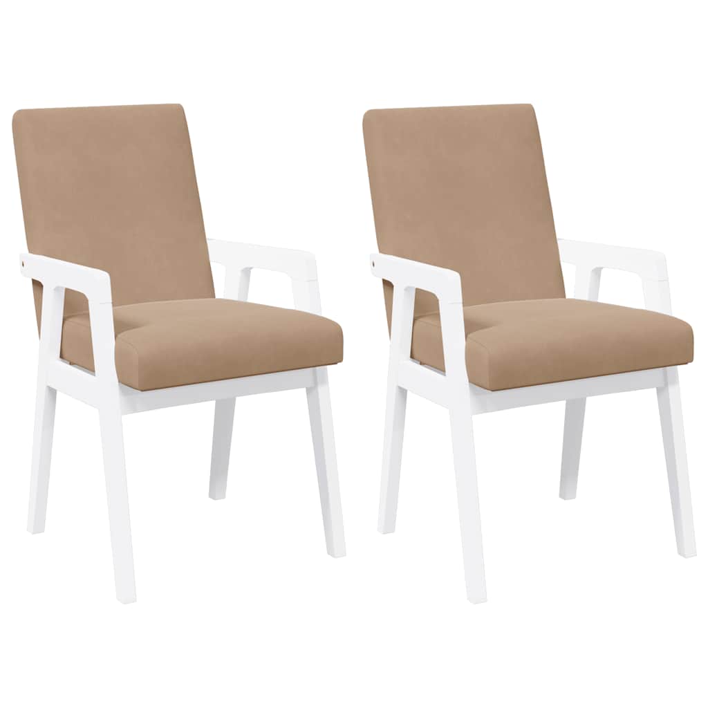 Dining Chairs with Cushions 2 pcs White Solid Rubberwood