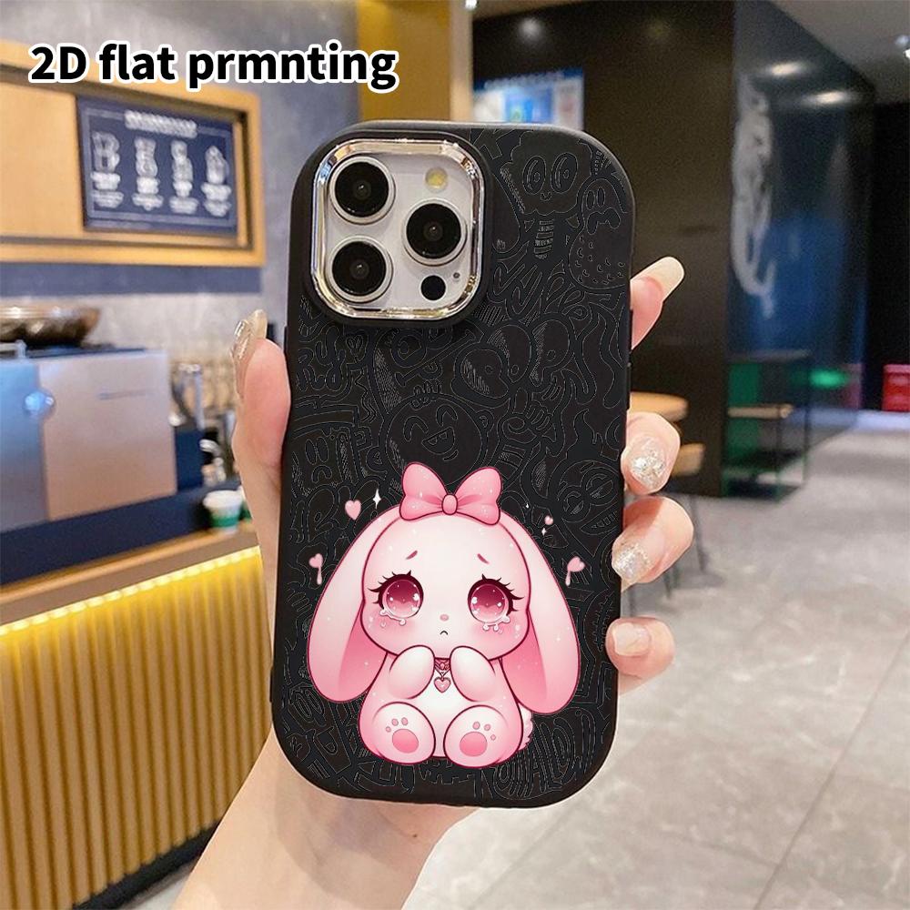 Phone Case: 2D Flat Design Suitable for iPhone 18, 17, 16, 15, 14, 13 Pro, Couple Style, Droopy-eared Pink Rabbit, Christmas and Halloween Gift