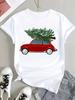 (Asian Size) Watercolor Tree Tee Top Print Christmas New Year Clothing T Shirt Women Fashion Festival Female Woman Short Sleeve Graphic T-shirts