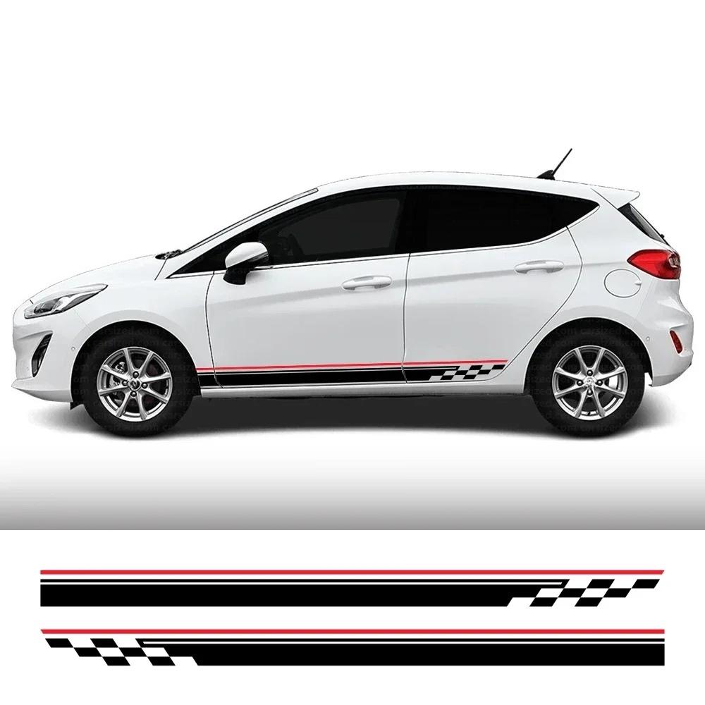 ForFiesta MK7 Car Door Side Skirts Stickers Kit PVC Vinyl Decals Waterproof Auto Exterior Decoration Stickers Accessories