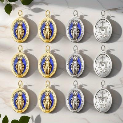 10 Medaglie Miracolose Ciondoli Portachiavi Collana o Rosa Ciondolo Cristiano Cattolico Ciondolo Madonna con Anello