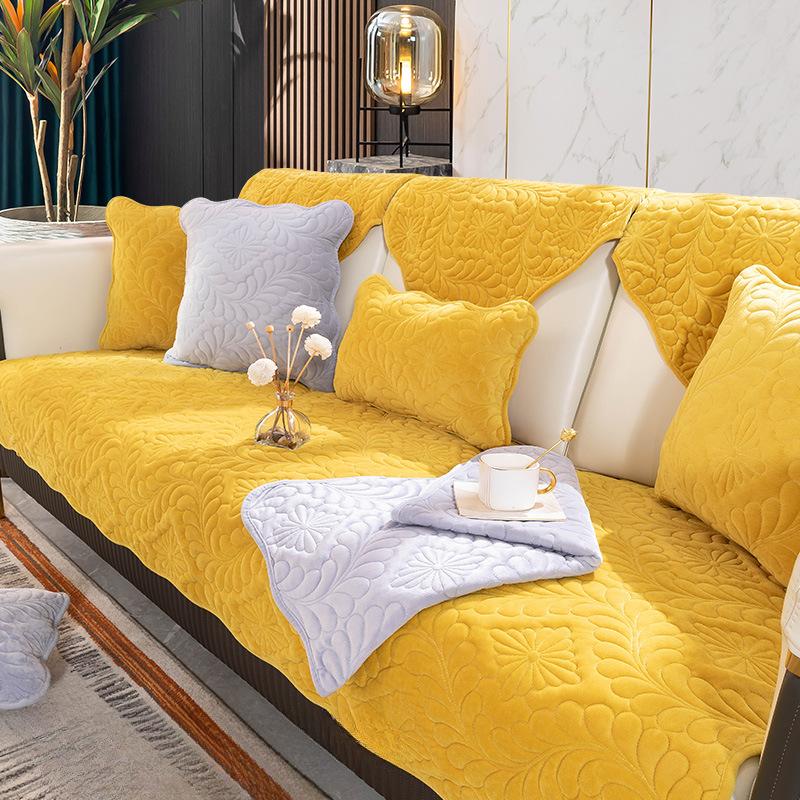 Sofa Cushion Four Seasons Universal Non-Slip Cushion Nordic Simple High-End Solid Wood Winter Cover Backrest Towel Cover Cloth
