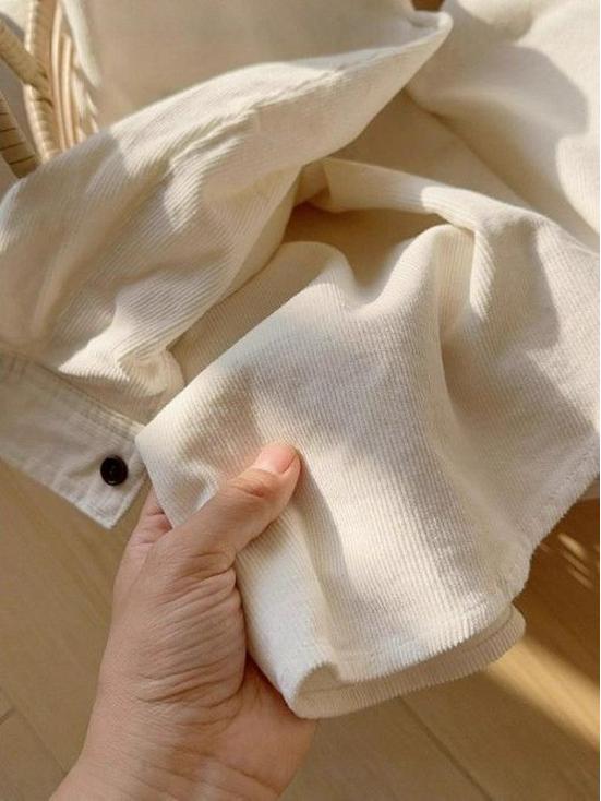 Women's Retro Corduroy Shirt Jacket: Spring/Autumn Loose Casual Long Sleeve Layering Top