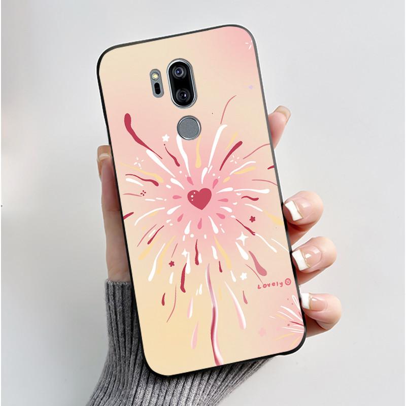 Cute Case For LG G7 thinQ Capa Coque Printing Shell Protective Cover For LG G7thinQ Fundas Soft Silicone Cartoon Black Casing