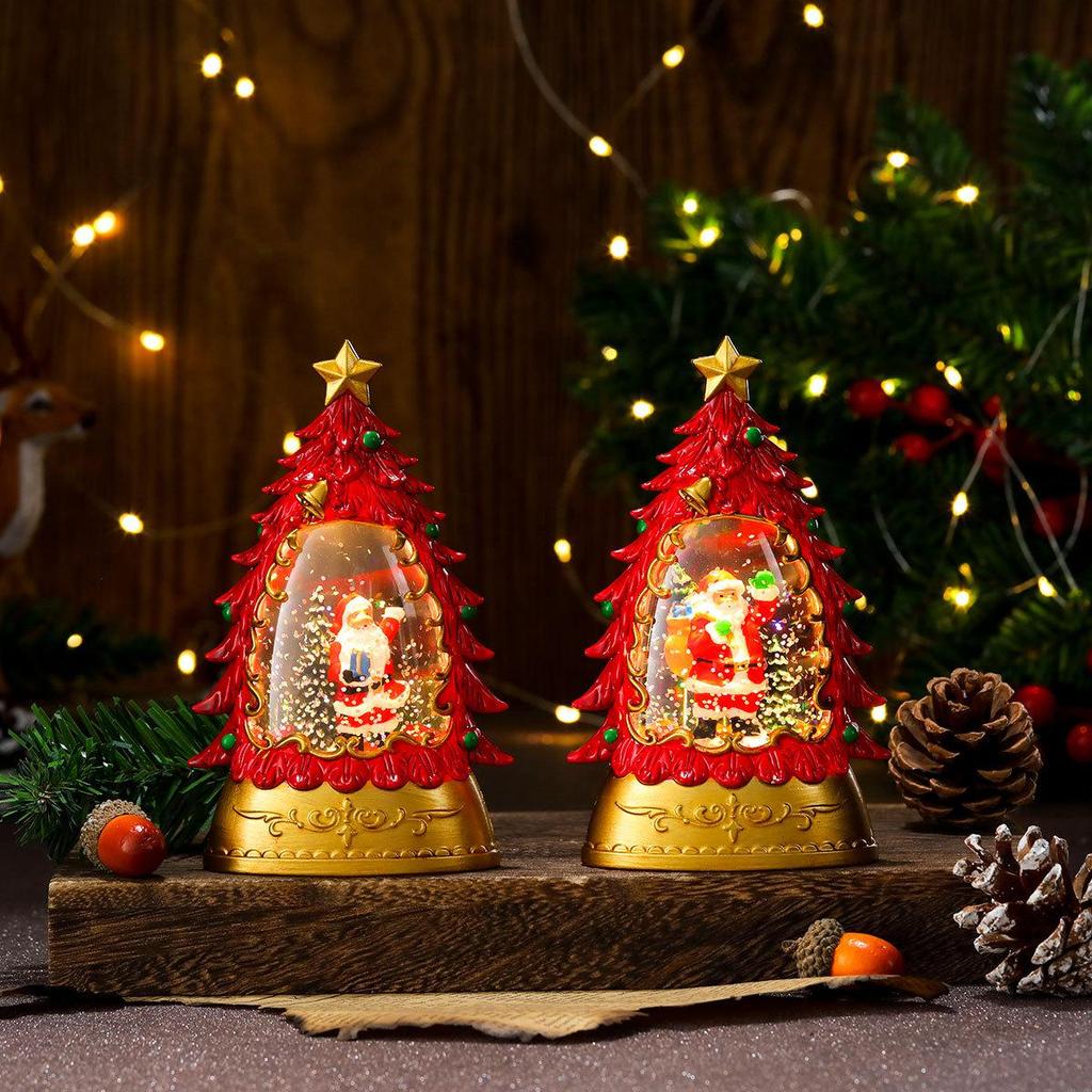 Lampada Candela Luminosa Albero di Natale Dipinto - Regalo per Bambini e Decorazione da Tavolo