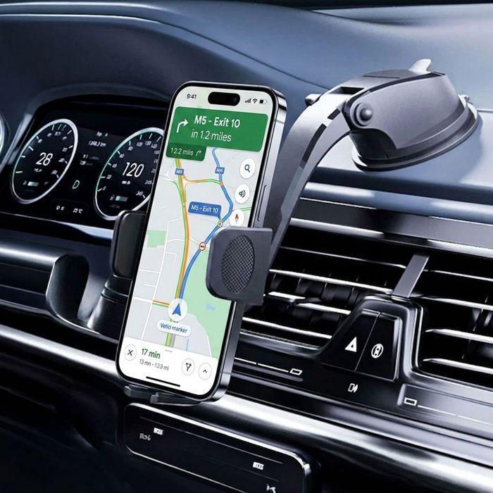 Support Téléphone Voiture avec Ventouse, Rotation 180° Réglable Stable - Noir