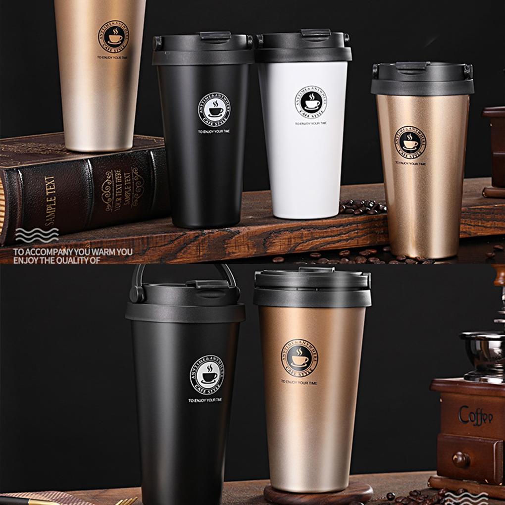 Izolované šálky na kávu za horka a za studena Velkokapacitní hrnek na kávu odolný proti vytečení s nepropustným víkem