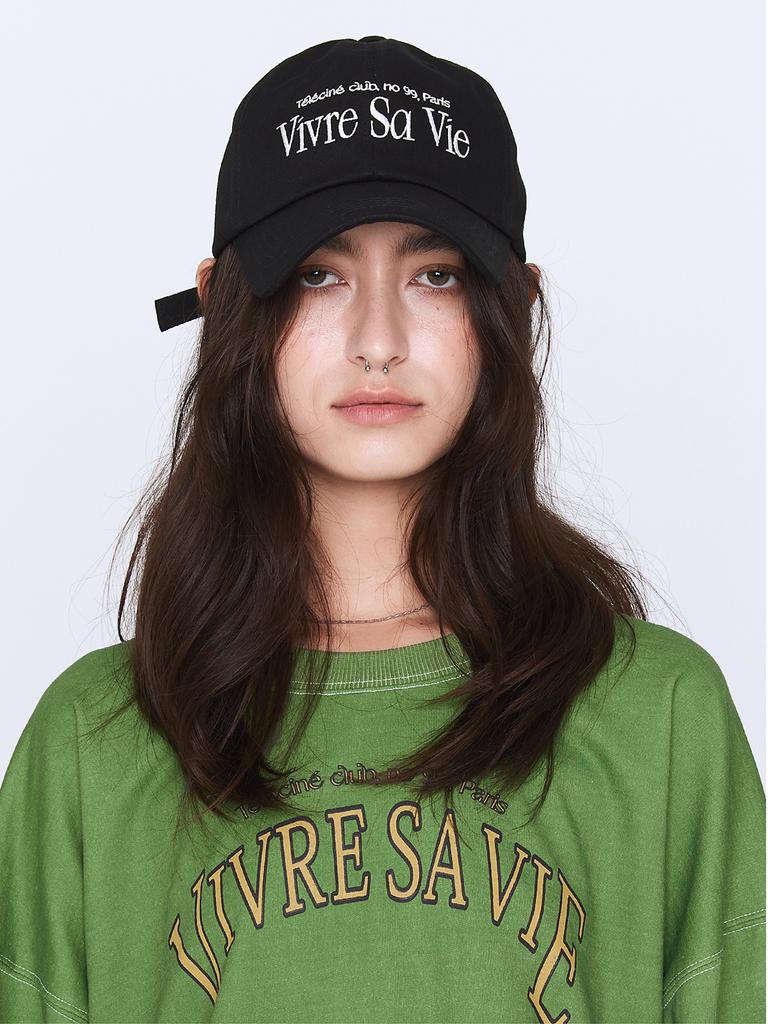 LAZY LAKE Vivre Sa Vie Ball Cap Black